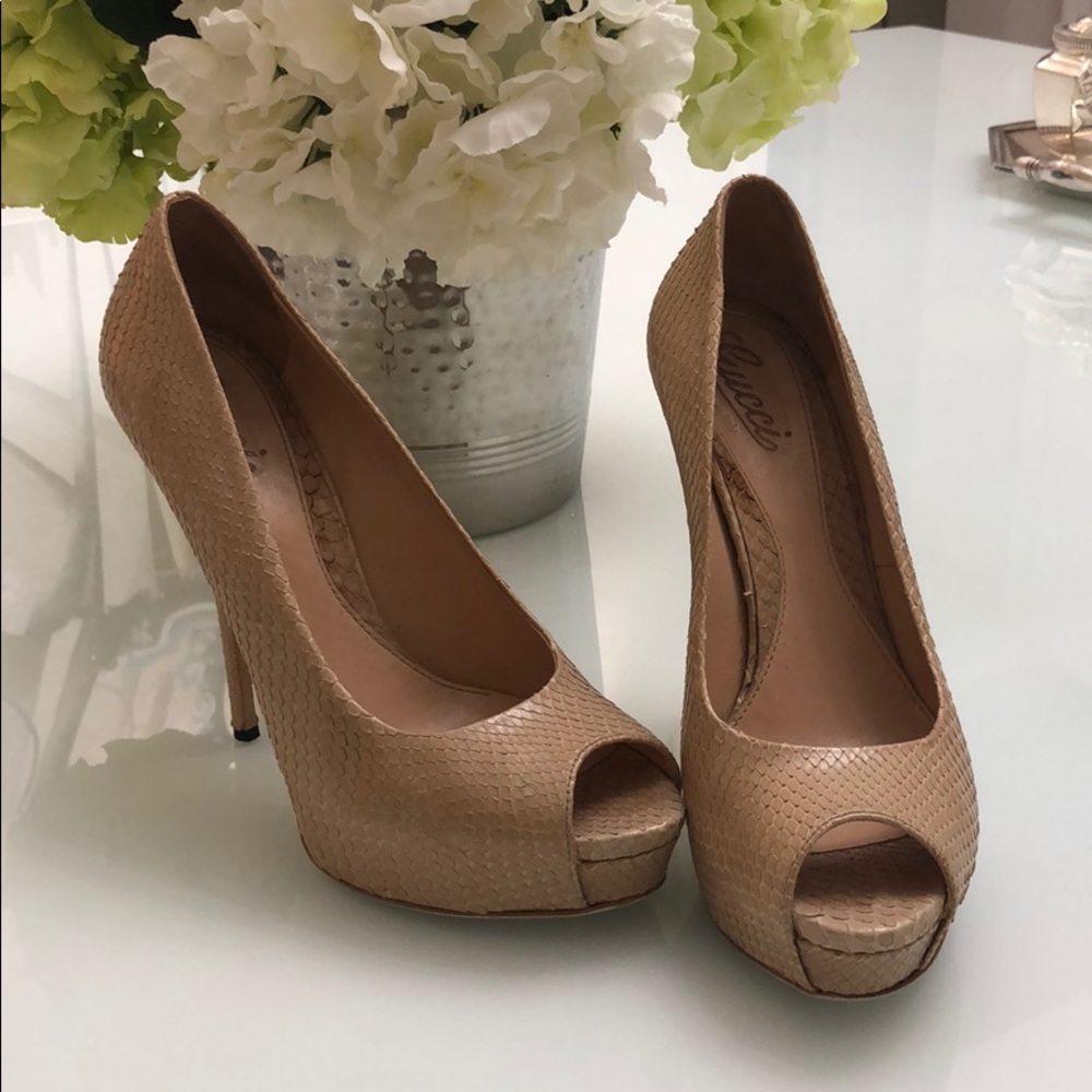 Authentic Gucci Python Platform Pumps